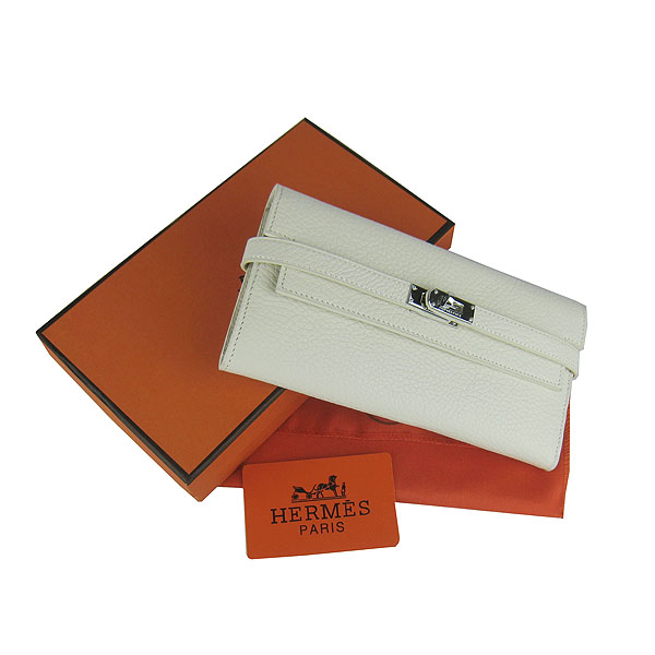 High Quality Hermes Kelly Long Clutch Bag Beige H009 Replica